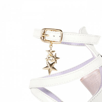 Star Dream White High Heels Bow at Back