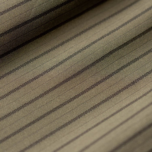 Vintage Olive Green Striped Skirt with Boned Waist and and Button Accents