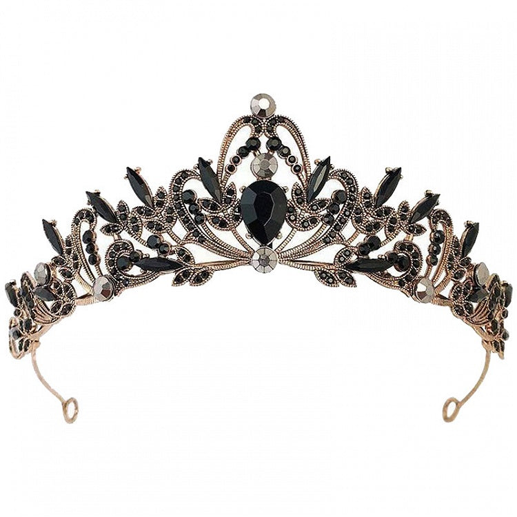 Black and Gold Gothic Punk Rhinestones Crown