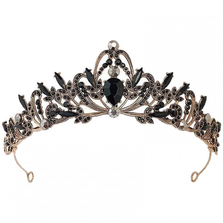 Black and Gold Gothic Punk Rhinestones Crown