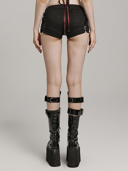 Black Punk Low Waist Shorts