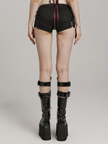 Black Punk Low Waist Shorts