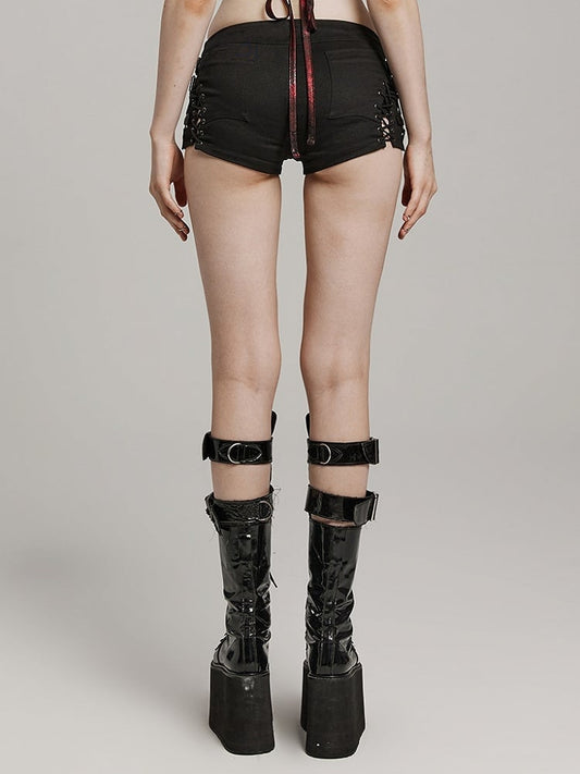 Black Punk Low Waist Shorts