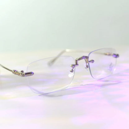 Silver Cyberpunk Rimless Glasses