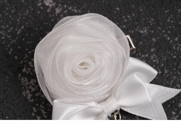 Handmade Rosette Design Gothic White Bowknot Hairclips with Crosses