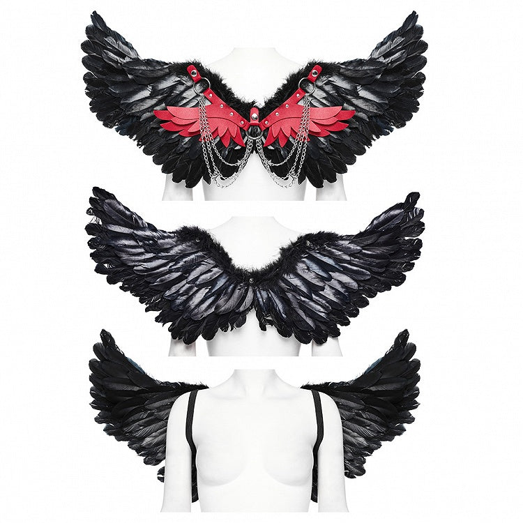 Black and Red Punk Feather Wing Harness