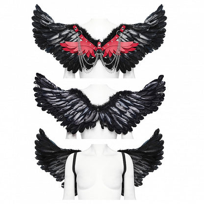 Black and Red Punk Feather Wing Harness