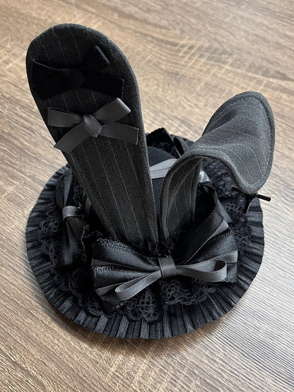 Dark Gray Gothic Lolita Bunny Ears Mini Hat