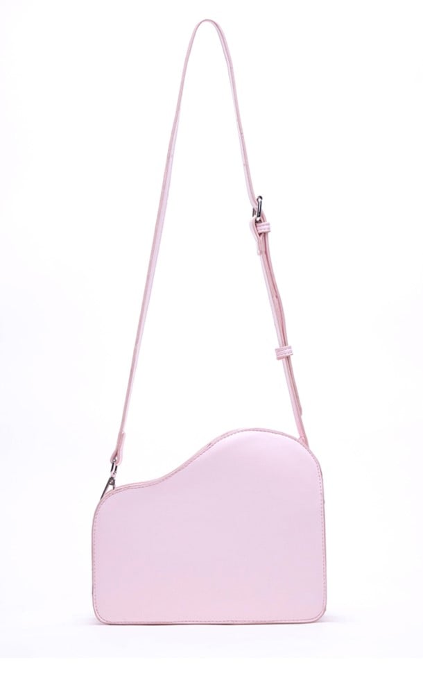Chic Pink Crossbody Bag With Piano Key Design And Bow Accent