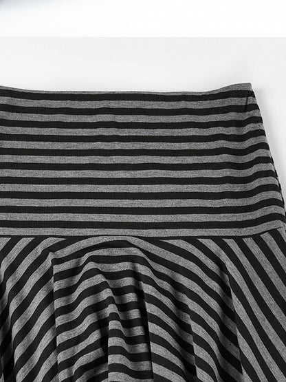 Black Y2K Striped Pattern Handkerchief Hem