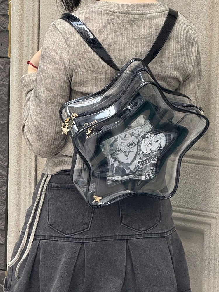 Black PU Star-shaped Ita Bag Set with Detachable Badge Charm