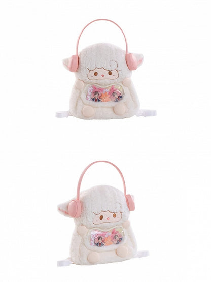 White Cute Lamb-shaped Plush Backpack Middle/Large Size