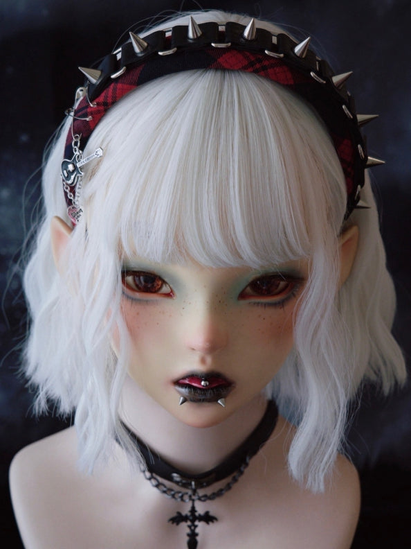 Black And Red Plaid Pattern Buckle With Studs Guitar Charm Design KC