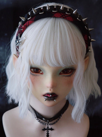 Black And Red Plaid Pattern Buckle With Studs Guitar Charm Design KC