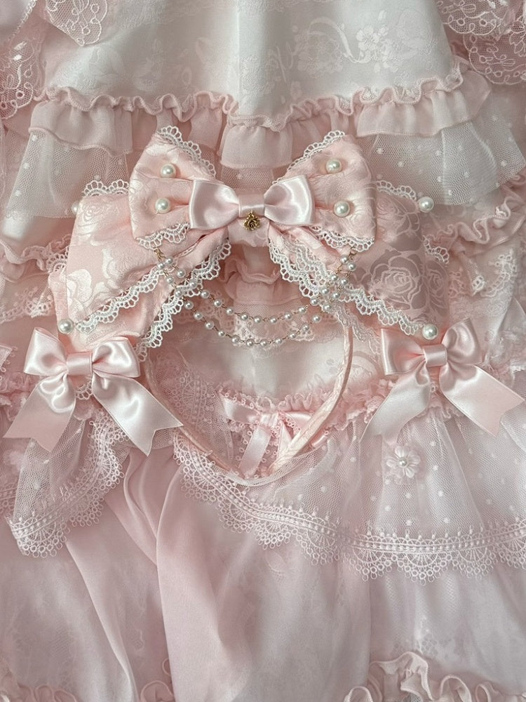 4 Color Options Beaded Charm Lace Trim Bowknot KC