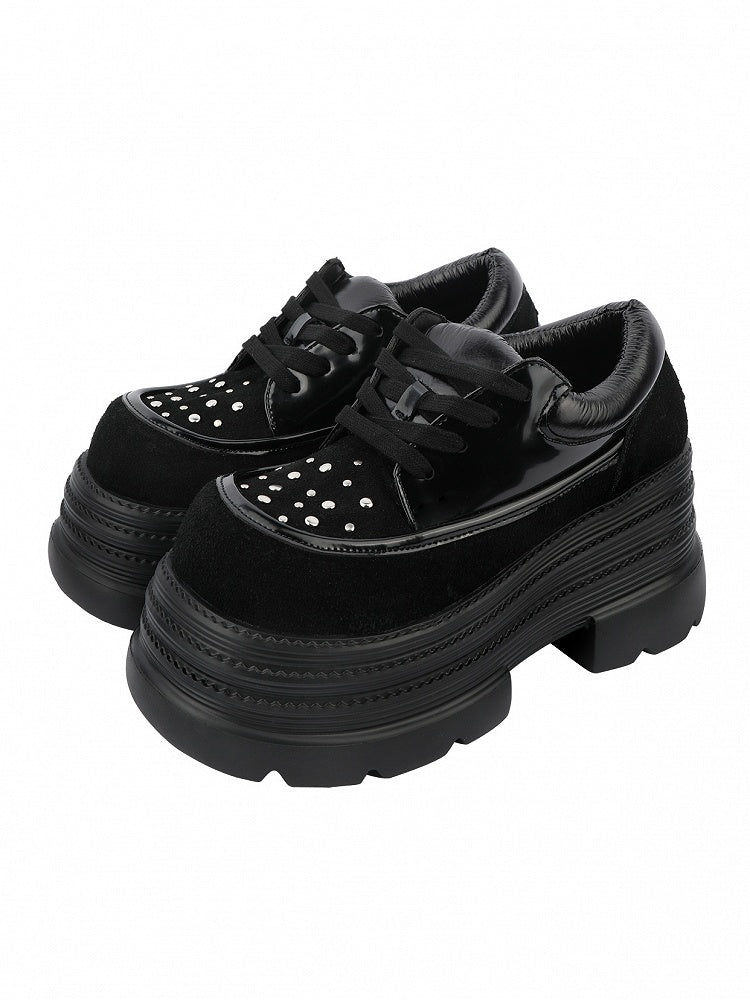 Stud Embellishments & Functional Lacing System Punk Black Platforms
