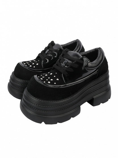 Stud Embellishments & Functional Lacing System Punk Black Platforms