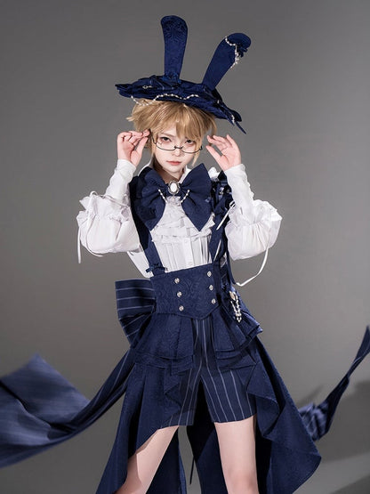 Bunny Theater Royal Blue Striped Pattern Ouji Lolita Shorts