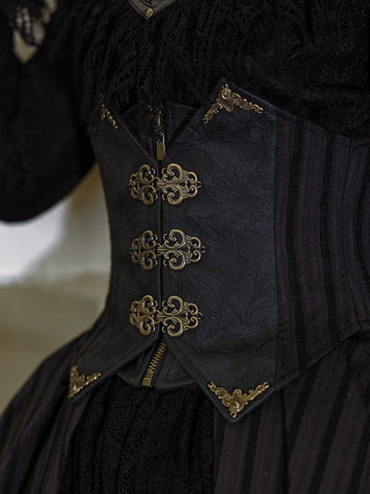 Gothic Black PU Steampunk Corset Belt