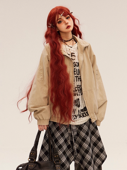 Vintage Letter Print Black/Apricot Round Neck Semi-sheer Coverup