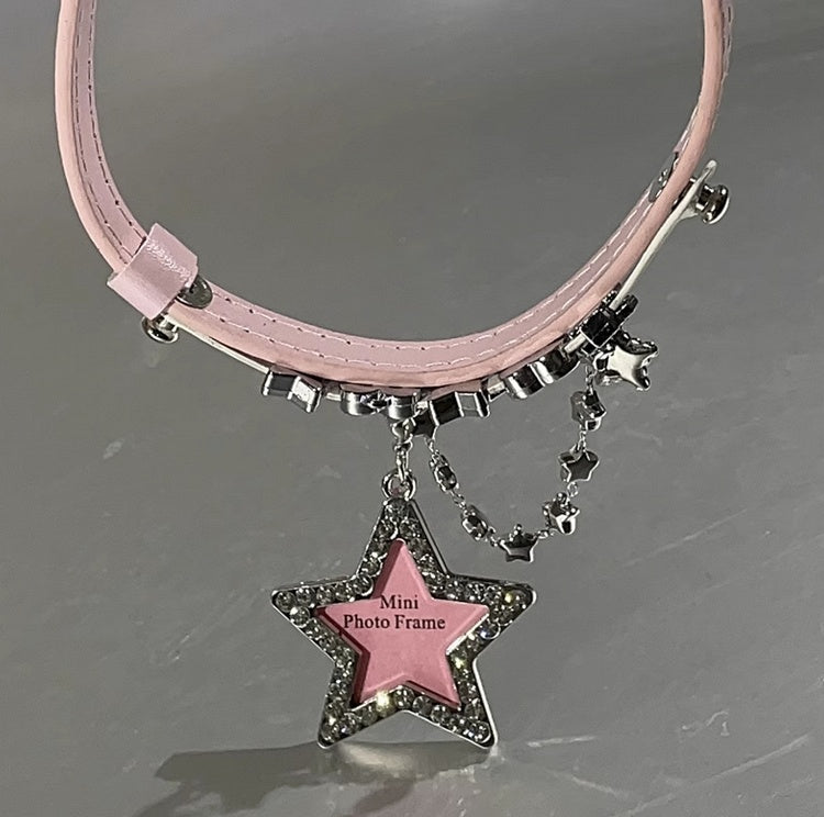 Pink Star Pendant PU Choker