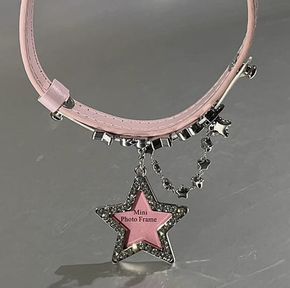 Pink Star Pendant PU Choker