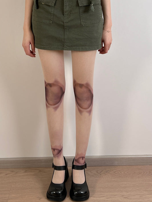 Clearance-Nude Knee and Ankle Joints Print Tights