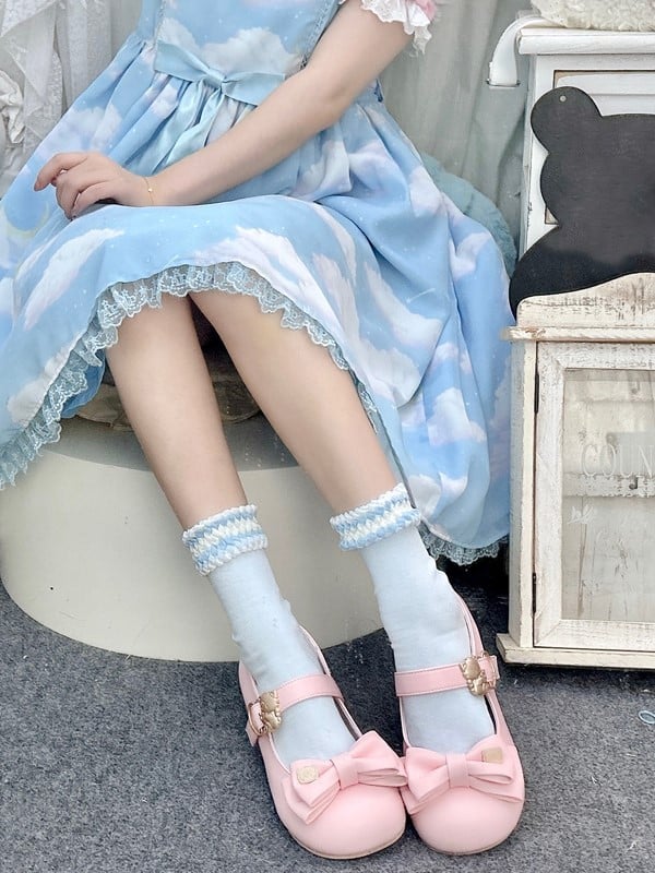 Red/Yellow/Blue/White Lolita Calf Socks