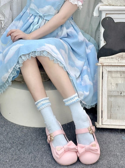 Red/Yellow/Blue/White Lolita Calf Socks