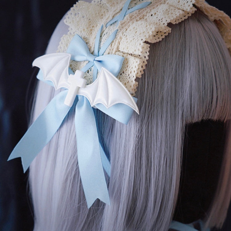 Crosses and Wings Blue and White Bowknots Hairband
