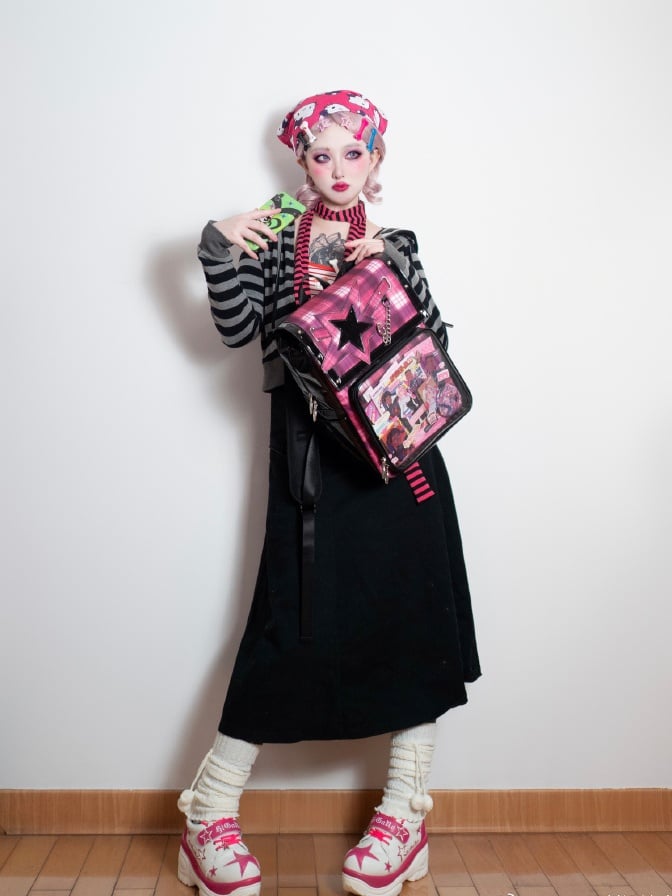 Purple Plaid Star Ita Backpack