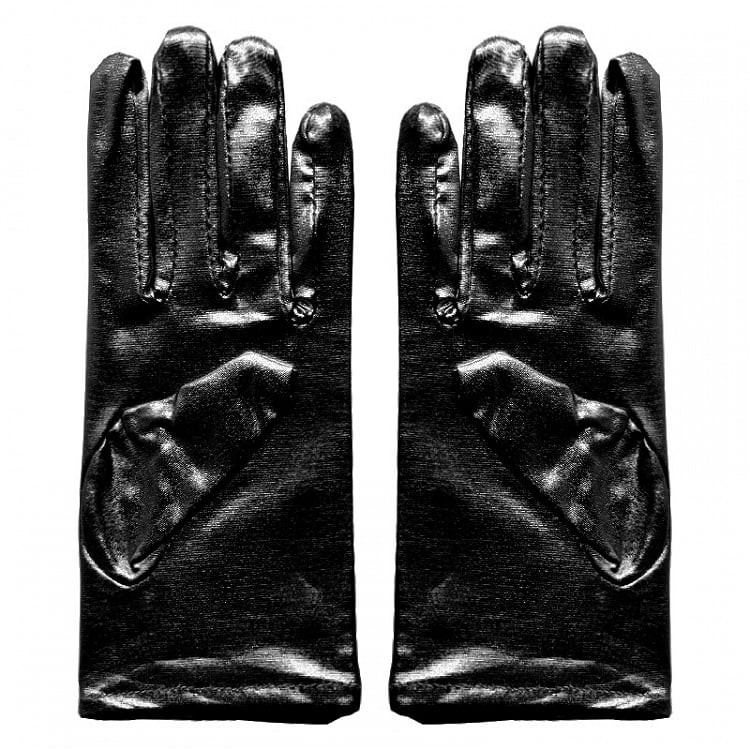 Cyberpunk Patent Silver / Black Gloves