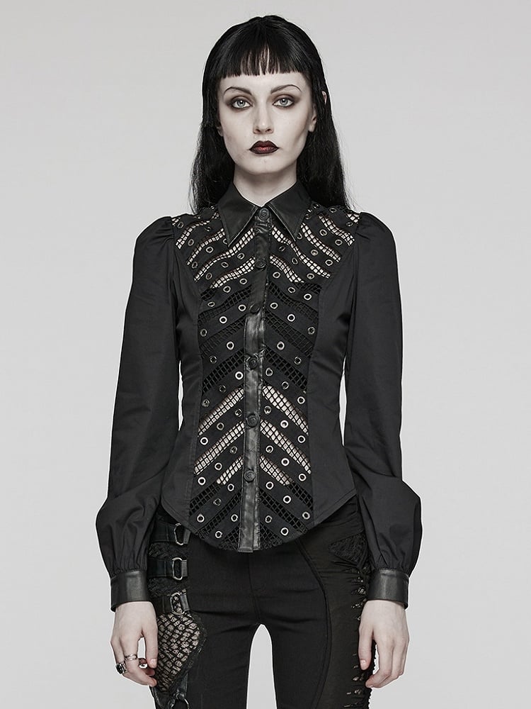 Black Punk Sexy Hollow Shirt