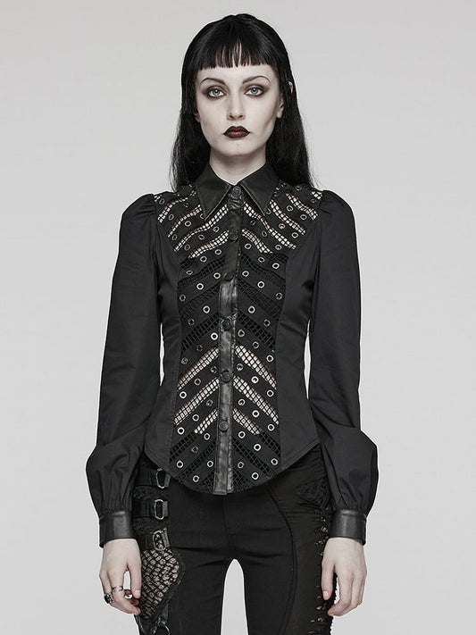 Black Punk Sexy Hollow Shirt