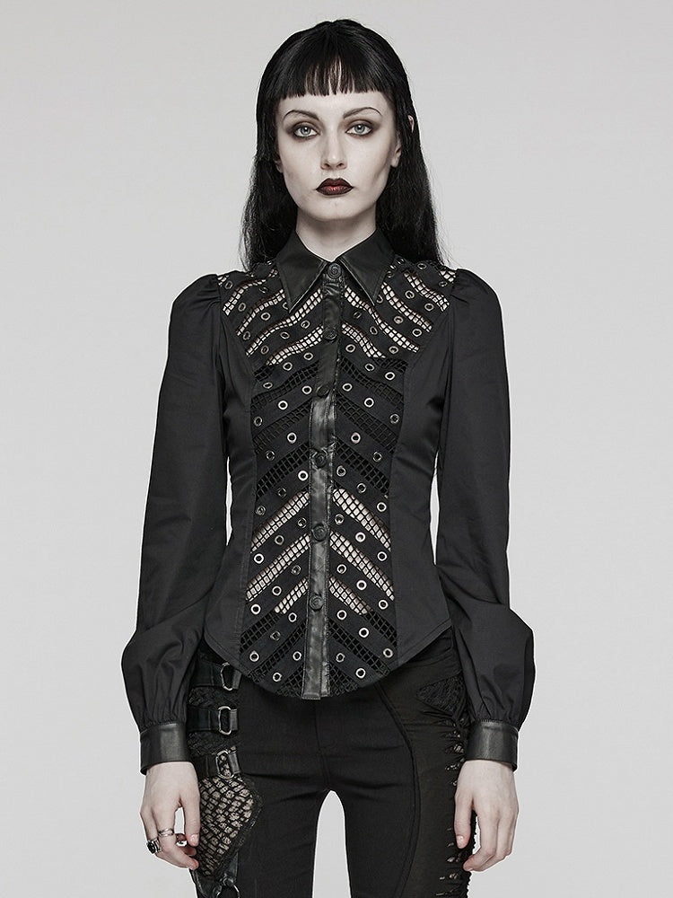 Black Punk Sexy Hollow Shirt