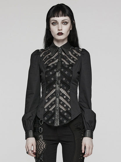 Black Punk Sexy Hollow Shirt