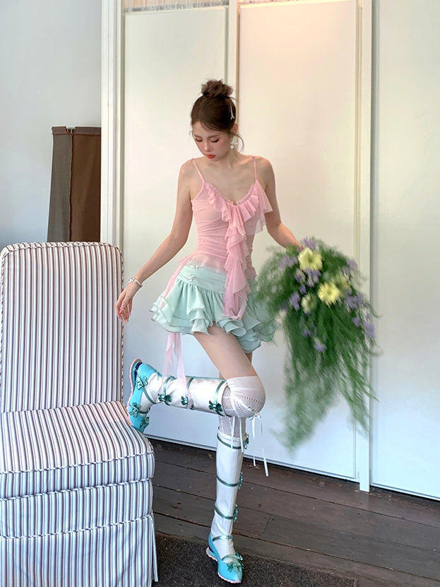 6 Color Options Self-tie Strap Diamond Pattern Over-knee Stockings