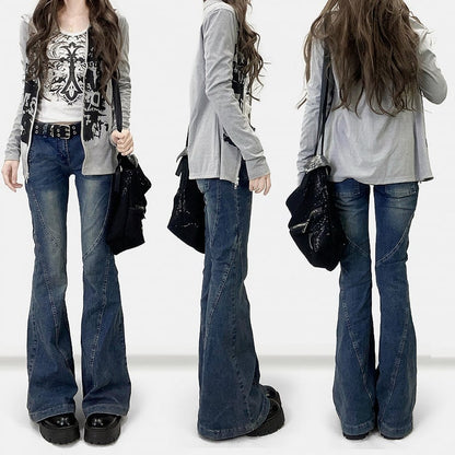 Blue Low Waist Flare Silhouette Jeans