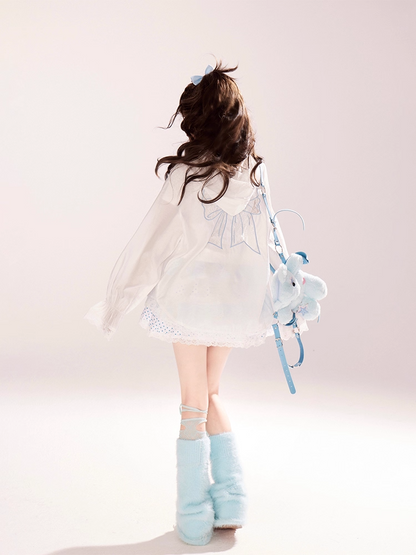 Seashell and Pearl Print White Round Neck Slim-fitting T-shirt