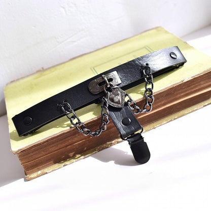 Black Gothic Punk PU Garter with Chains
