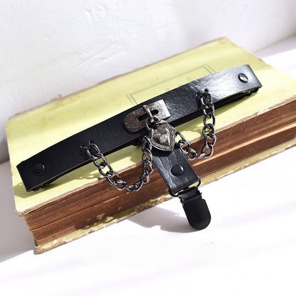 Black Gothic Punk PU Garter with Chains