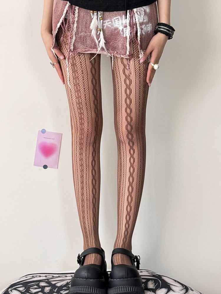 Purple/Brown/Pink Y2K Hollow-out Tights