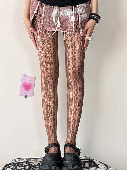 Purple/Brown/Pink Y2K Hollow-out Tights