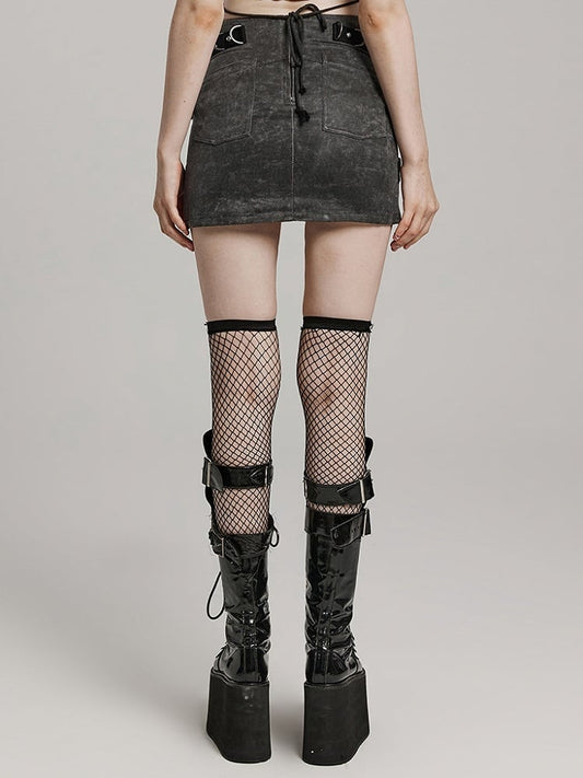 Gray Punk Overlapping Skirt