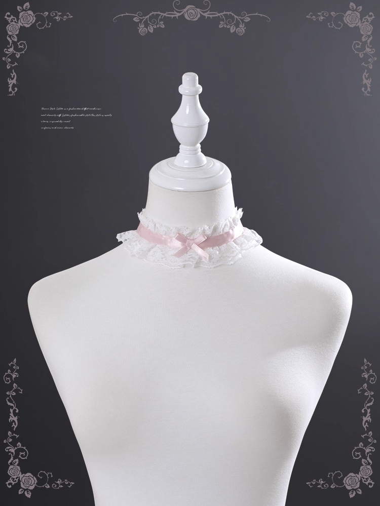 Pink Bowknot White Lace Choker