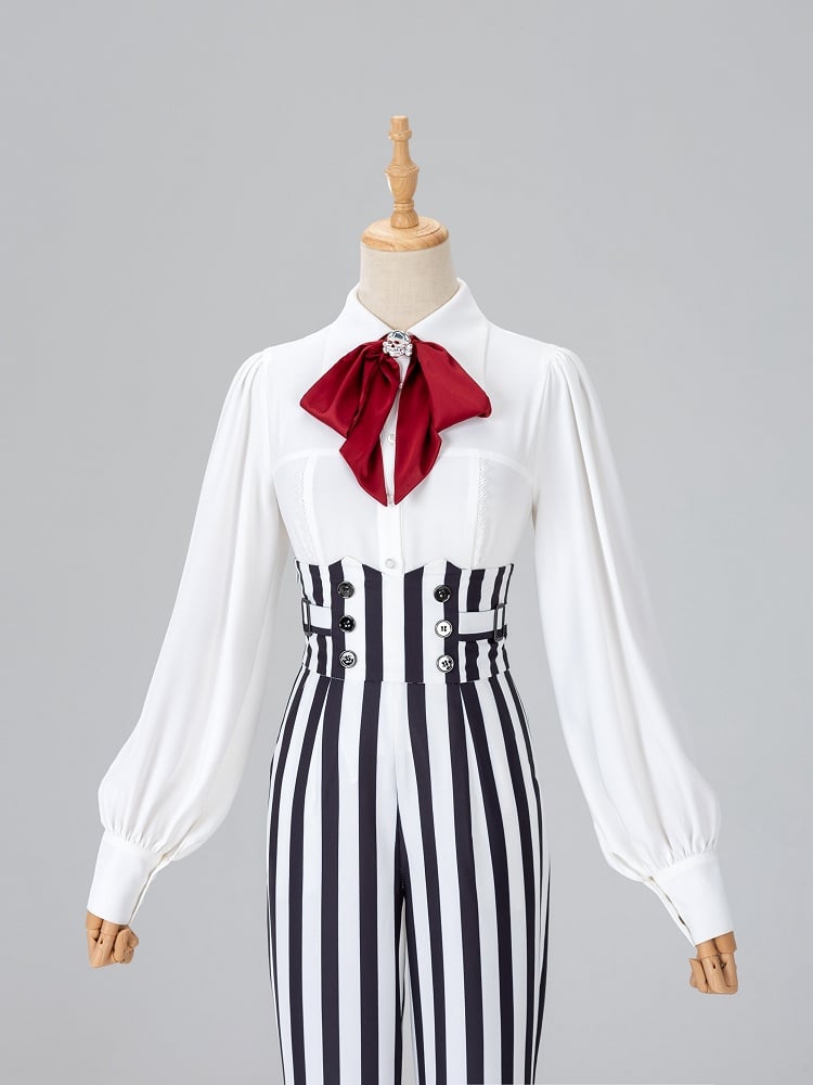 Red Bowtie with Silver Skull Embellishment