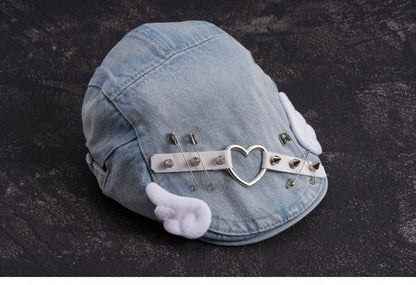 Studs and White Wings Light Blue Denim Hat
