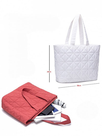 Elegant Black Diamond-Stitch Tote: Roomy & Lightweight