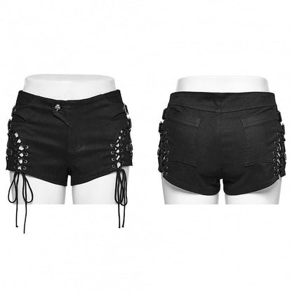 Black Punk Low Waist Shorts