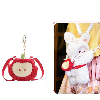 White Rabbit Bowknot Plush Backpack/Crossbody Bag + Plush Backpack Keychain